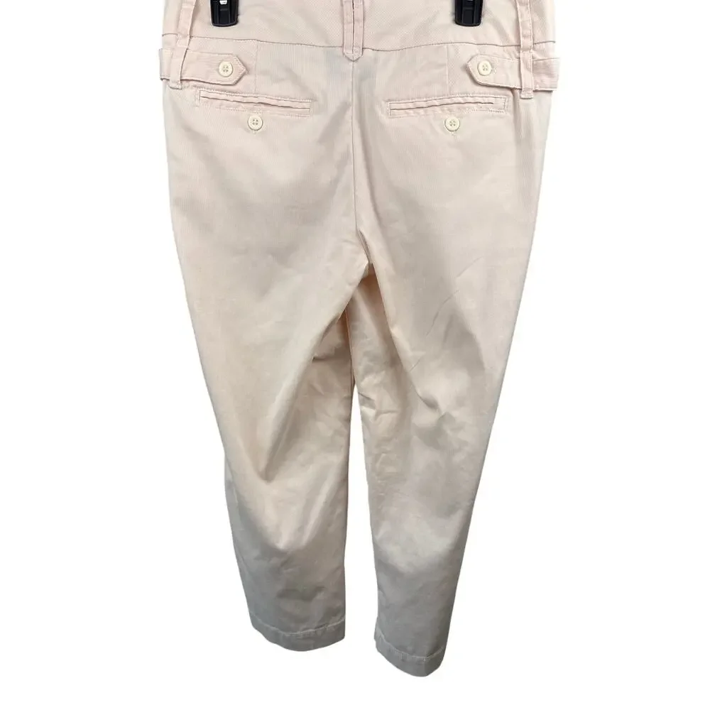 Norma Kamali Pink Pinstripe Pants 12 Straight High Rise Adjustable Waist Light - Picture 5 of 9